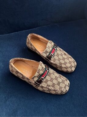 Vintage GUCCI GG Guccissima Monogram Supreme HORSEBIT Loafers Size 9